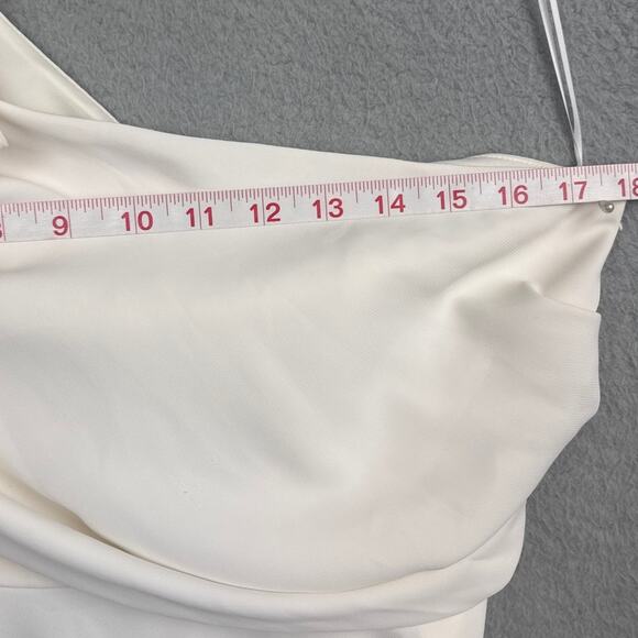 Amanda Uprichard One Shoulder Blouse Asymmetrical Hem Bow Designer Size M - Picture 4 of 8